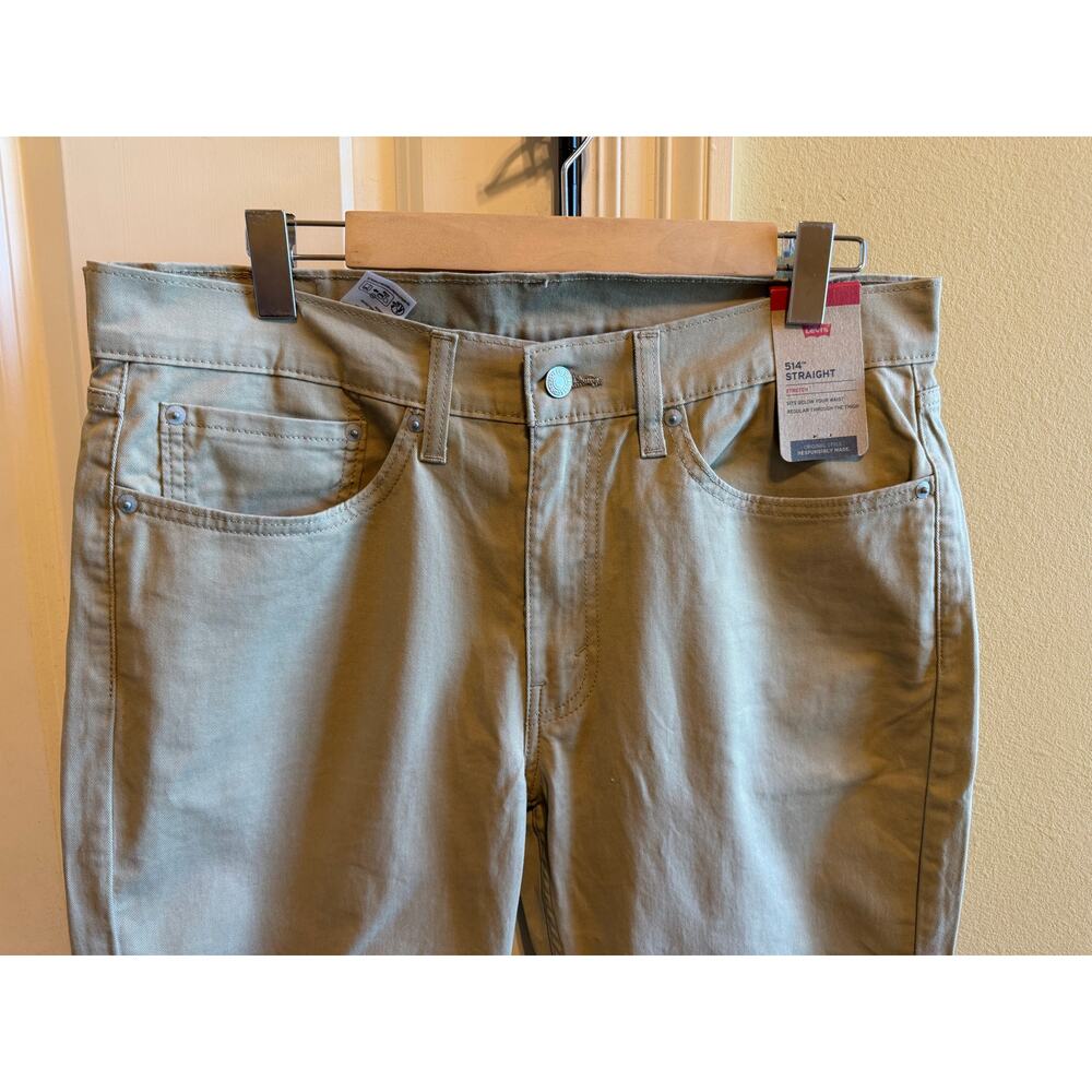 Levi's 514 Straight Fit Pants Jeans Stretch Khaki Beige Tan Men's W34 x L30 - Picture 3 of 10